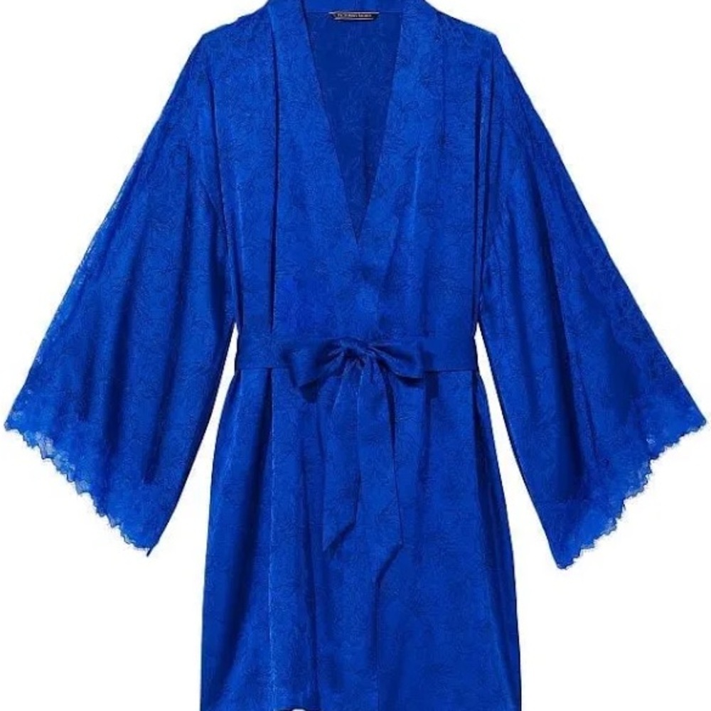 Victoria's Secret Royal Blue Lace Robe - Picture 2 of 5